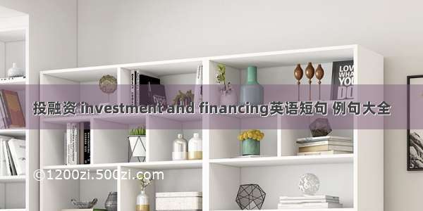 投融资 investment and financing英语短句 例句大全