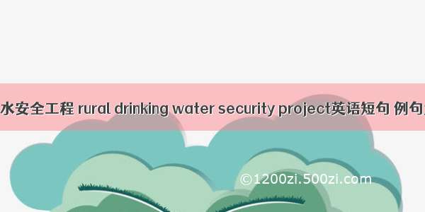 农村饮水安全工程 rural drinking water security project英语短句 例句大全