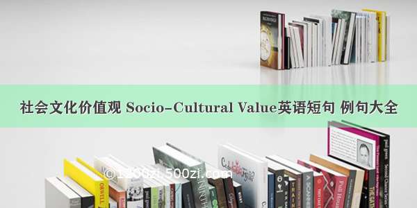 社会文化价值观 Socio-Cultural Value英语短句 例句大全