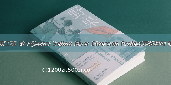 万家寨引黄工程 Wanjiazhai Yellow River Diversion Project英语短句 例句大全