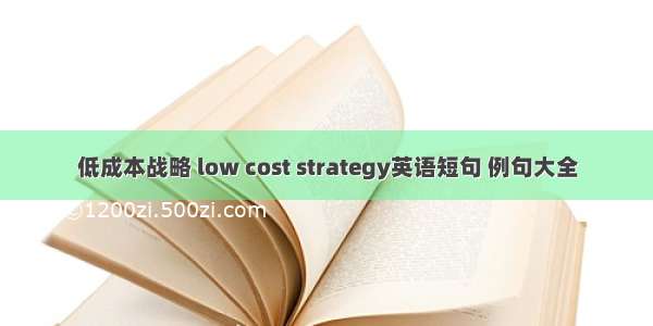 低成本战略 low cost strategy英语短句 例句大全