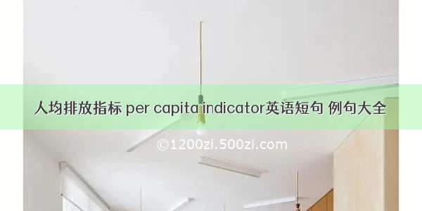 人均排放指标 per capita indicator英语短句 例句大全