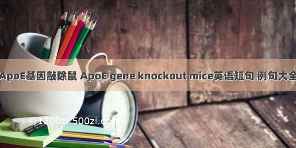 ApoE基因敲除鼠 ApoE gene knockout mice英语短句 例句大全