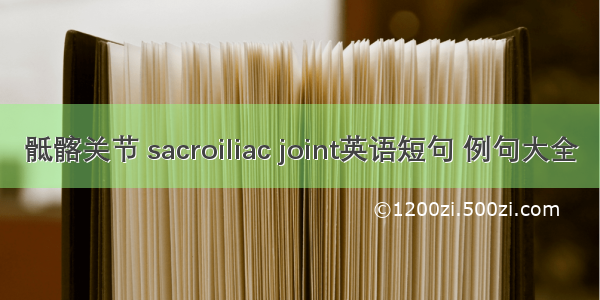 骶髂关节 sacroiliac joint英语短句 例句大全