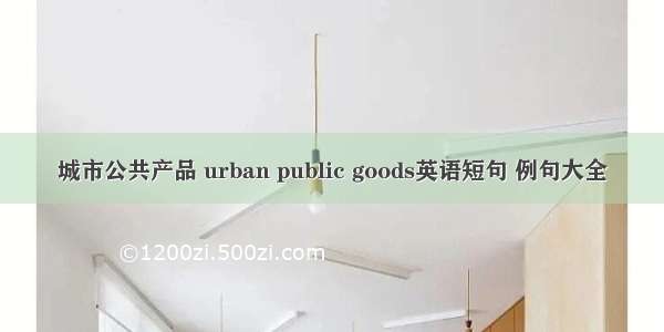 城市公共产品 urban public goods英语短句 例句大全