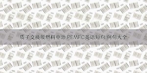 质子交换膜燃料电池 PEMFC英语短句 例句大全