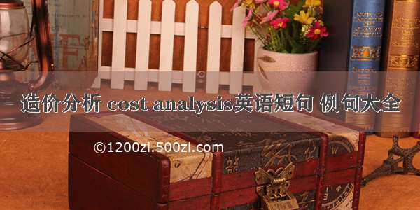 造价分析 cost analysis英语短句 例句大全