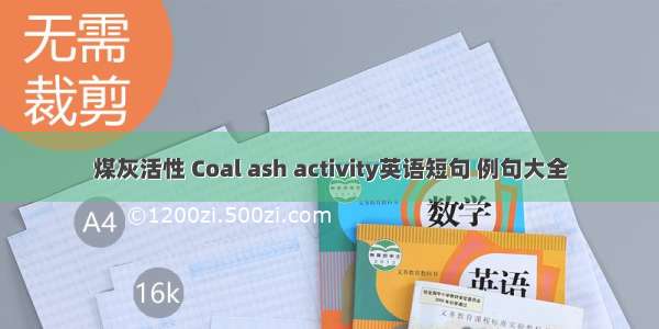 煤灰活性 Coal ash activity英语短句 例句大全