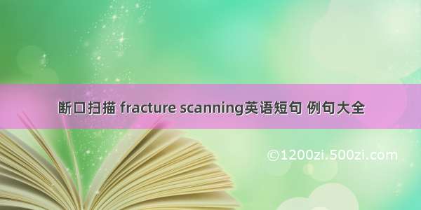 断口扫描 fracture scanning英语短句 例句大全