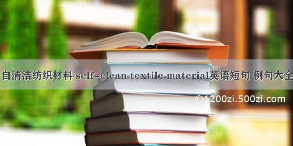 自清洁纺织材料 self-clean textile material英语短句 例句大全