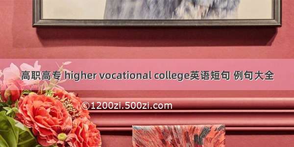 高职高专 higher vocational college英语短句 例句大全