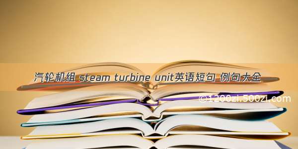 汽轮机组 steam turbine unit英语短句 例句大全