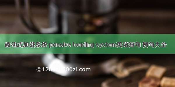 被动式加载系统 passive loading system英语短句 例句大全