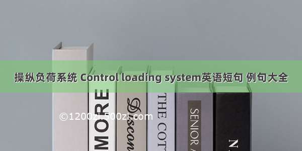 操纵负荷系统 Control loading system英语短句 例句大全