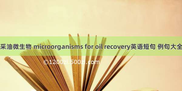 采油微生物 microorganisms for oil recovery英语短句 例句大全
