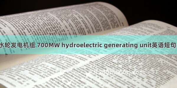 700MW水轮发电机组 700MW hydroelectric generating unit英语短句 例句大全