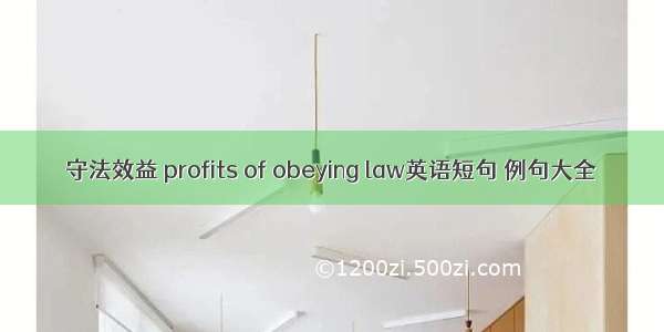 守法效益 profits of obeying law英语短句 例句大全