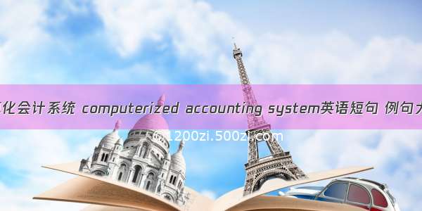 电算化会计系统 computerized accounting system英语短句 例句大全