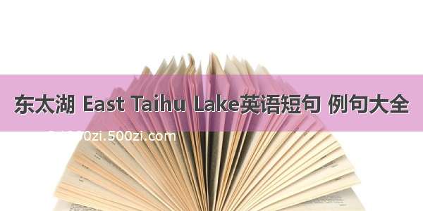 东太湖 East Taihu Lake英语短句 例句大全
