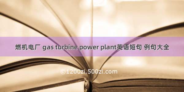 燃机电厂 gas turbine power plant英语短句 例句大全