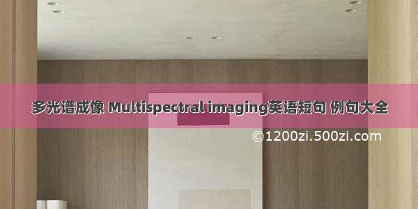 多光谱成像 Multispectral imaging英语短句 例句大全