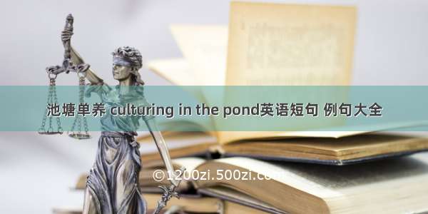 池塘单养 culturing in the pond英语短句 例句大全