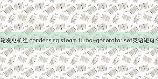 凝汽式汽轮发电机组 condensing steam turbo-generator set英语短句 例句大全