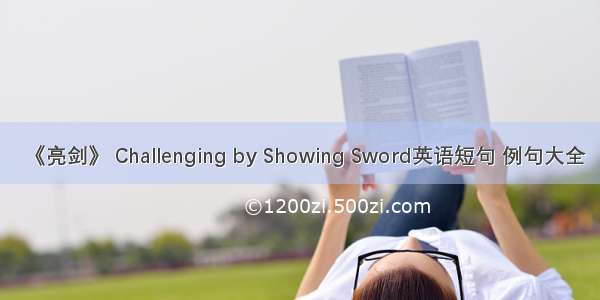 《亮剑》 Challenging by Showing Sword英语短句 例句大全