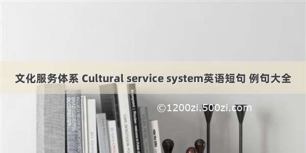 文化服务体系 Cultural service system英语短句 例句大全