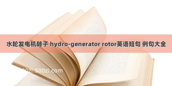 水轮发电机转子 hydro-generator rotor英语短句 例句大全