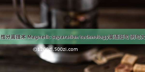 磁性分离技术 Magnetic separation technology英语短句 例句大全