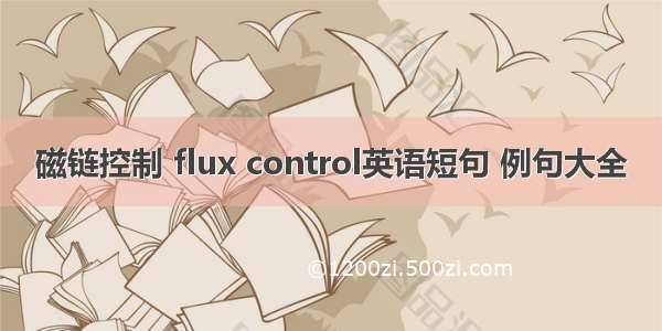 磁链控制 flux control英语短句 例句大全