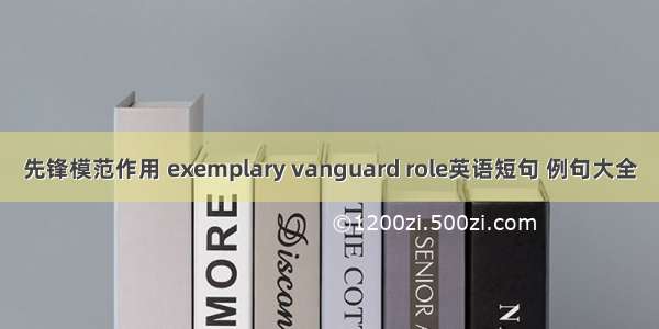 先锋模范作用 exemplary vanguard role英语短句 例句大全