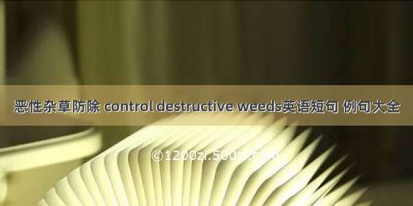 恶性杂草防除 control destructive weeds英语短句 例句大全