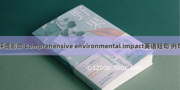 综合环境影响 Comprehensive environmental impact英语短句 例句大全