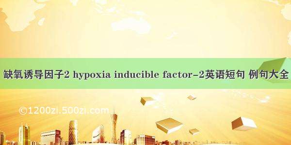 缺氧诱导因子2 hypoxia inducible factor-2英语短句 例句大全