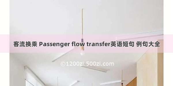 客流换乘 Passenger flow transfer英语短句 例句大全