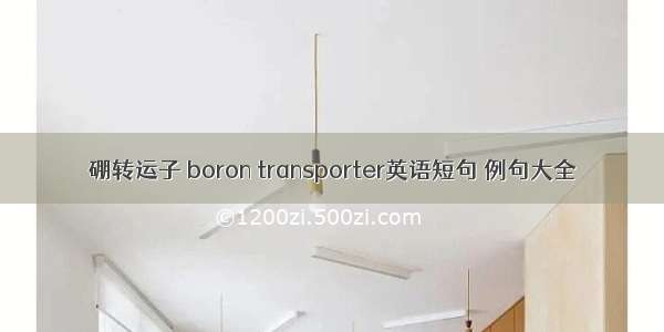 硼转运子 boron transporter英语短句 例句大全