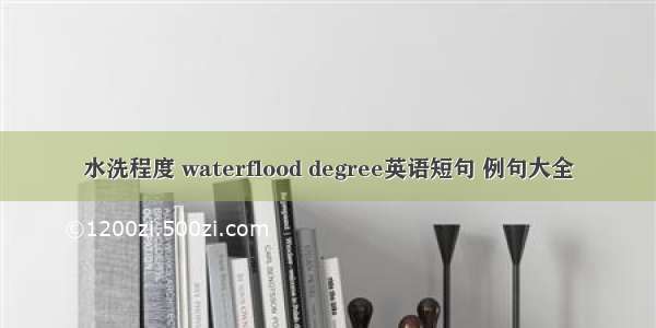 水洗程度 waterflood degree英语短句 例句大全