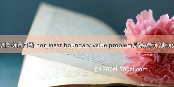非线性边值问题 nonlinear boundary value problem英语短句 例句大全