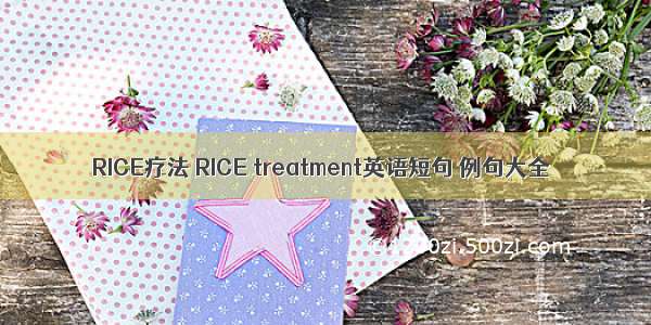 RICE疗法 RICE treatment英语短句 例句大全