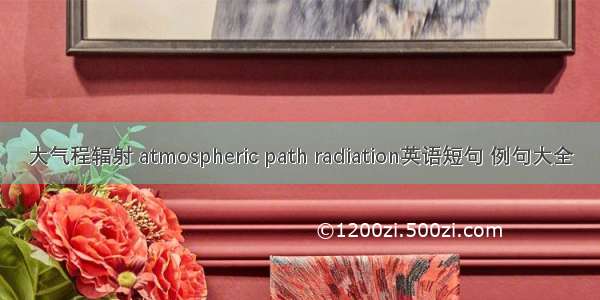 大气程辐射 atmospheric path radiation英语短句 例句大全