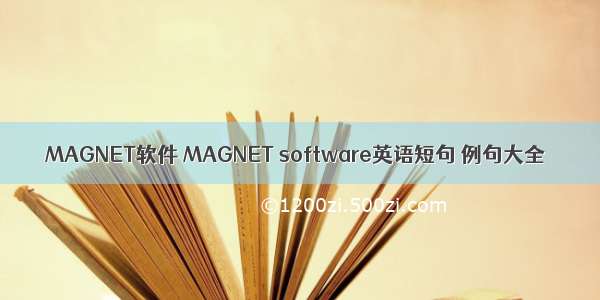 MAGNET软件 MAGNET software英语短句 例句大全