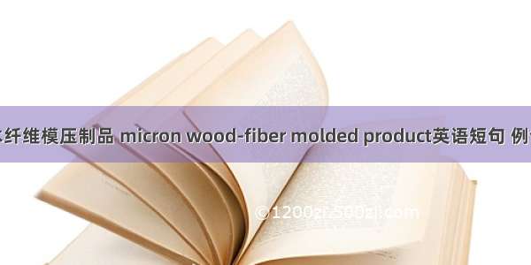 微米木纤维模压制品 micron wood-fiber molded product英语短句 例句大全