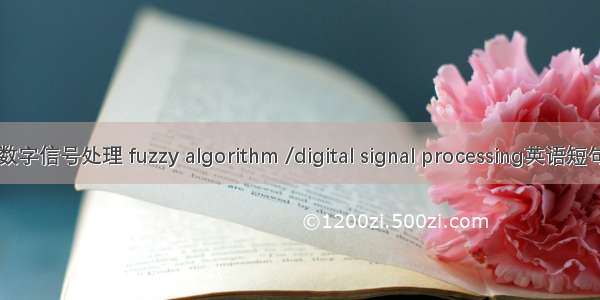 模糊算法/数字信号处理 fuzzy algorithm /digital signal processing英语短句 例句大全