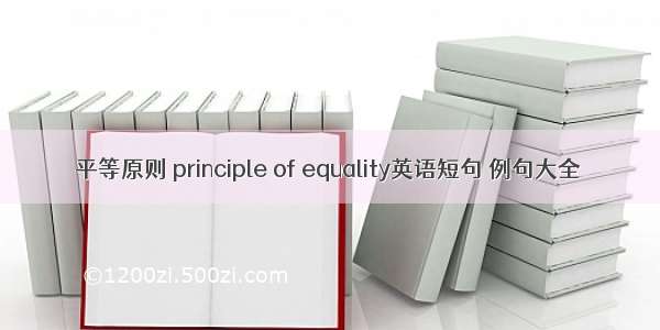 平等原则 principle of equality英语短句 例句大全