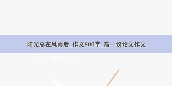 阳光总在风雨后_作文800字_高一议论文作文