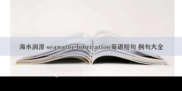 海水润滑 seawater lubrication英语短句 例句大全