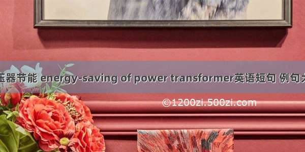 变压器节能 energy-saving of power transformer英语短句 例句大全