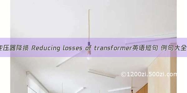 变压器降损 Reducing losses of transformer英语短句 例句大全